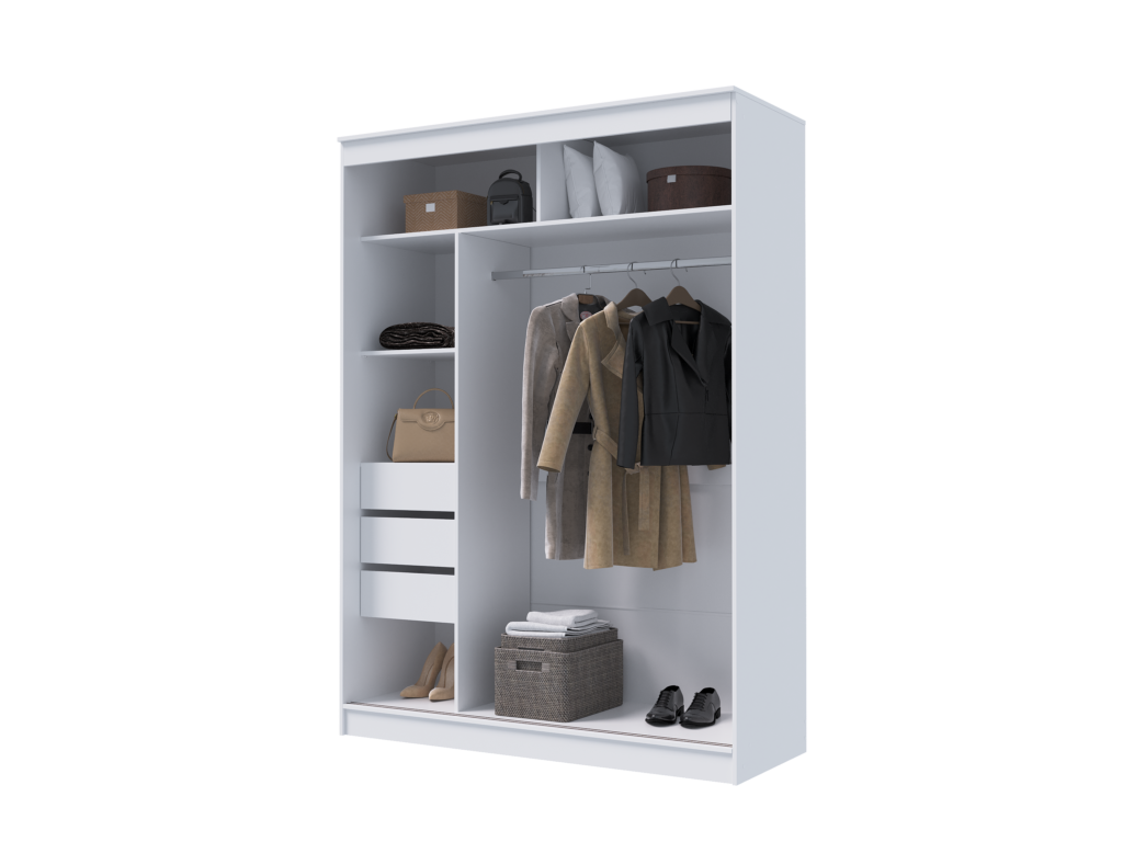 Шкаф-купе «Гранд» 1,6м Белый ЛДСП  2 зеркала №2