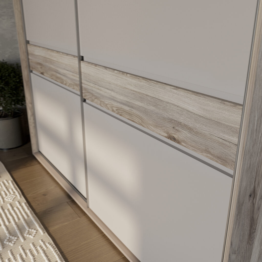 КРАФТ-10 (БАГИРА) шкаф-купе Дуб смоки/Кашемир №3