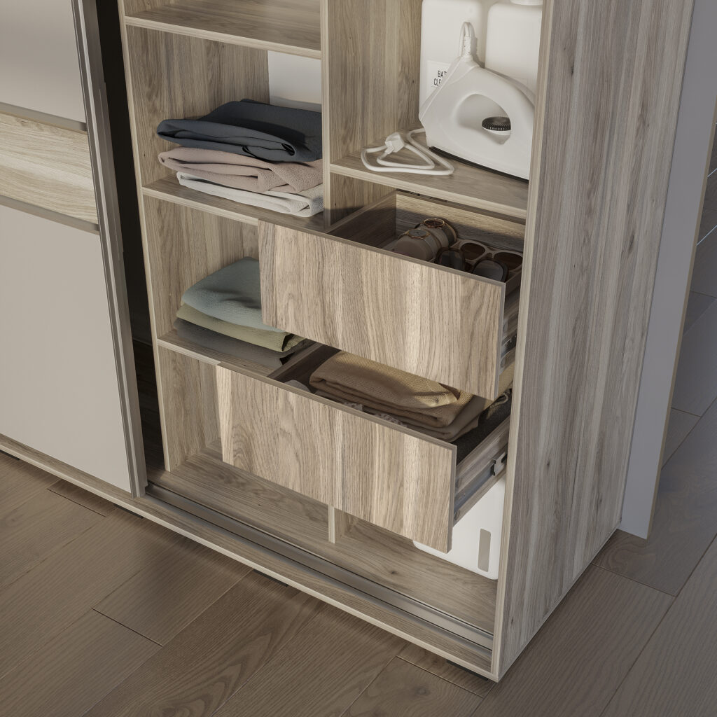 КРАФТ-10 (БАГИРА) шкаф-купе Дуб смоки/Кашемир №2