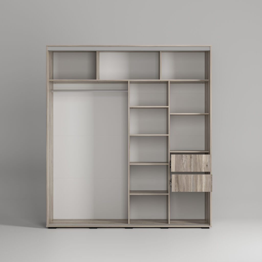 КРАФТ-10 (БАГИРА) шкаф-купе Дуб смоки/Кашемир №9