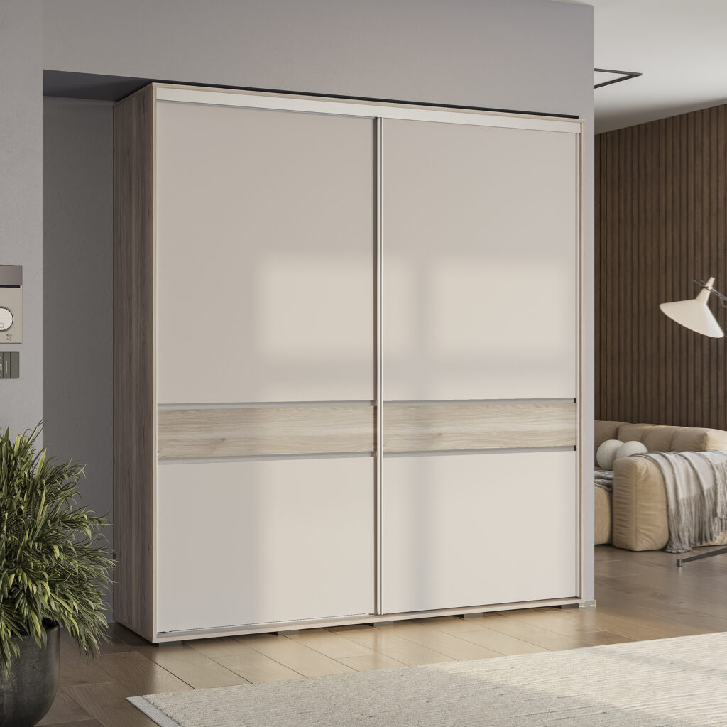 КРАФТ-10 (БАГИРА) шкаф-купе Дуб смоки/Кашемир №7