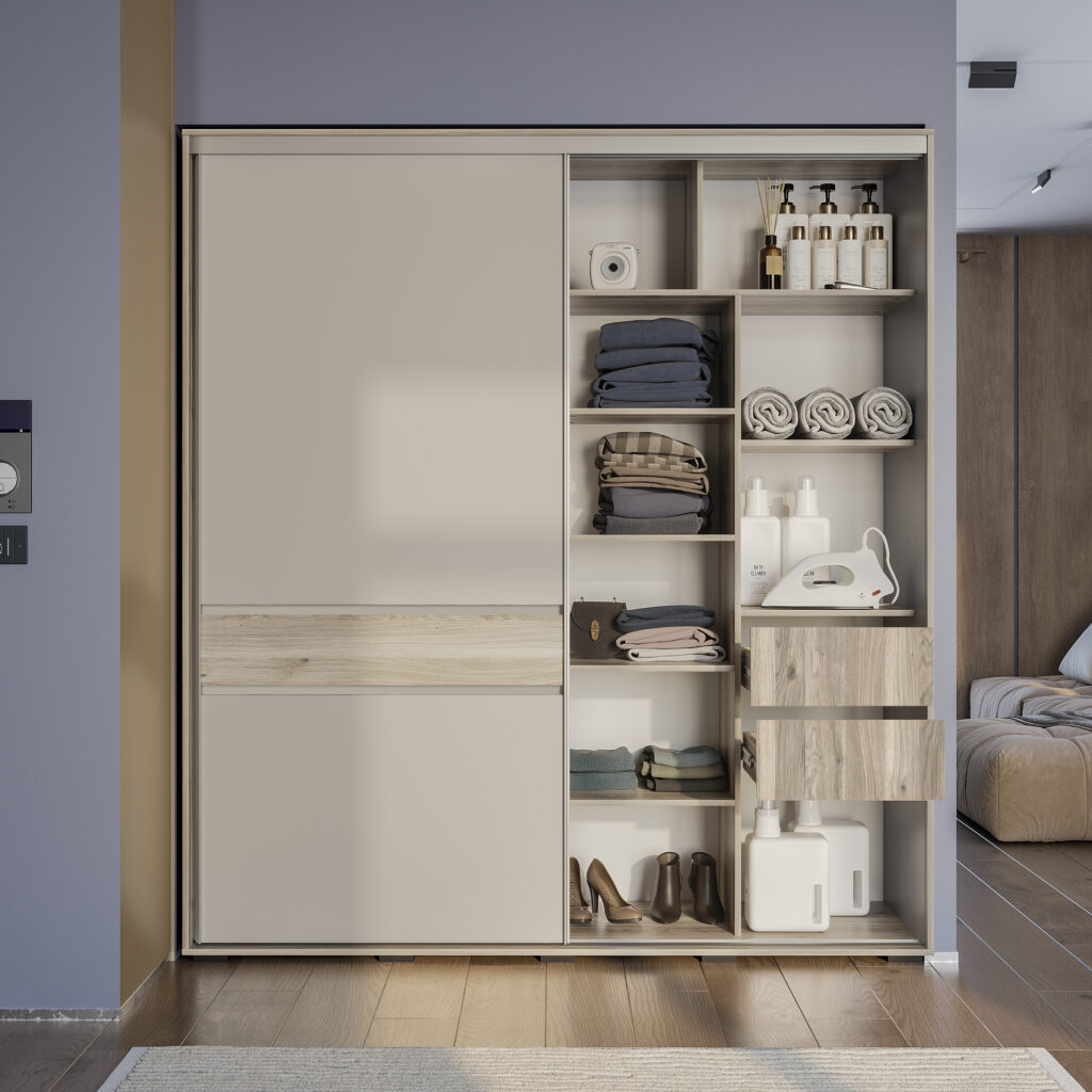 КРАФТ-10 (БАГИРА) шкаф-купе Дуб смоки/Кашемир №4