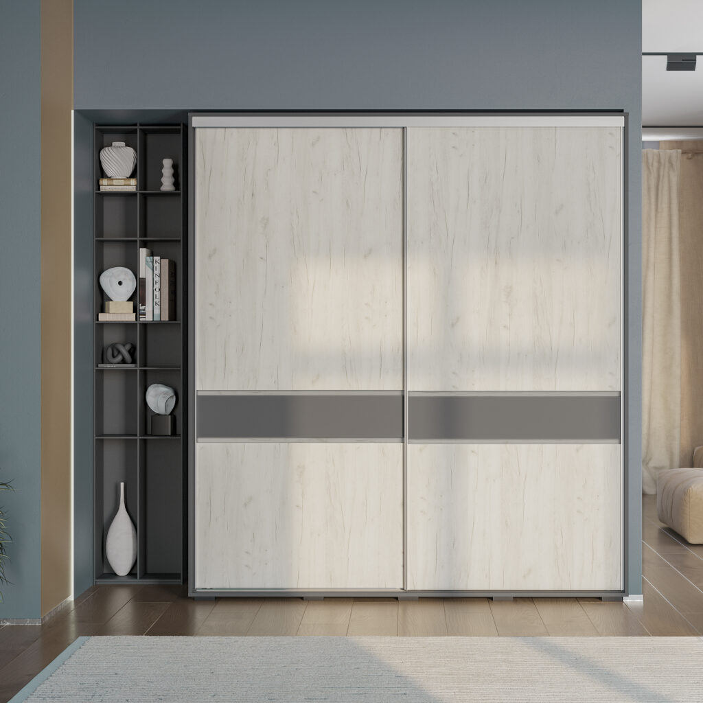 КРАФТ-10 (БАГИРА) шкаф-купе Графит/Крафт белый №4