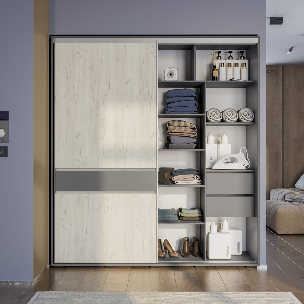 КРАФТ-10 (БАГИРА) шкаф-купе Графит/Крафт белый №2