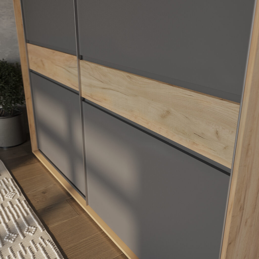 КРАФТ-10 (БАГИРА) шкаф-купе Крафт/Графит №3