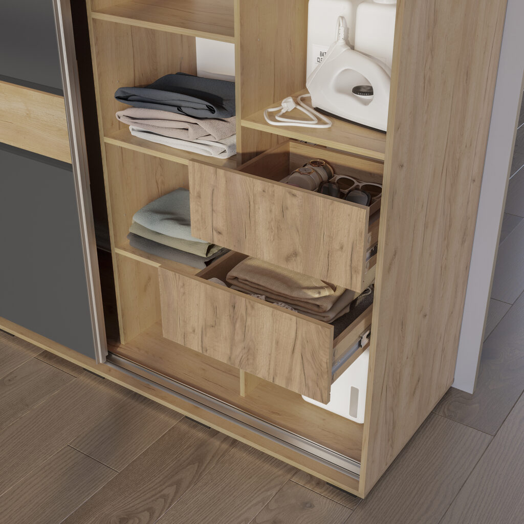 КРАФТ-10 (БАГИРА) шкаф-купе Крафт/Графит №2