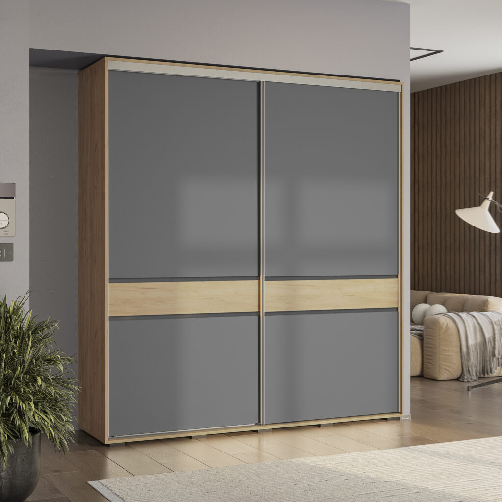 КРАФТ-10 (БАГИРА) шкаф-купе Крафт/Графит №7