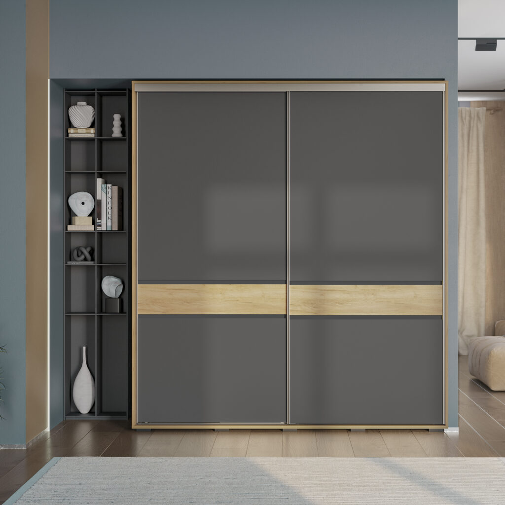 КРАФТ-10 (БАГИРА) шкаф-купе Крафт/Графит №6