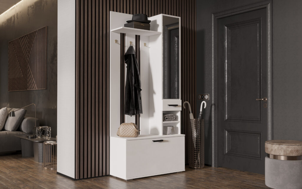 НИКА Прихожая ВЗ910 Вешалка с зеркалом БЕЛЫЙ ГЛАДКИЙ №2