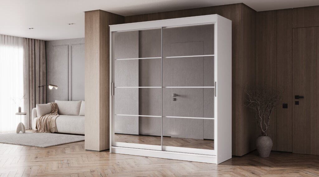 Шкаф-купе «Гранд» 2м Белый 2 Зеркала Шкаф-купе «Гранд» 2м Белый 2 Зеркала