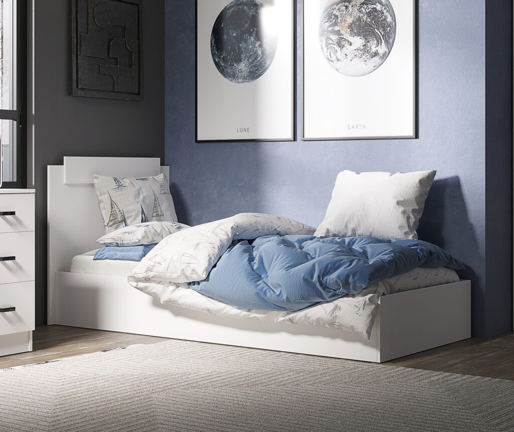 ЭКО кровать 1,2 м БЕЛЫЙ ГЛАДКИЙ (Настил) №2