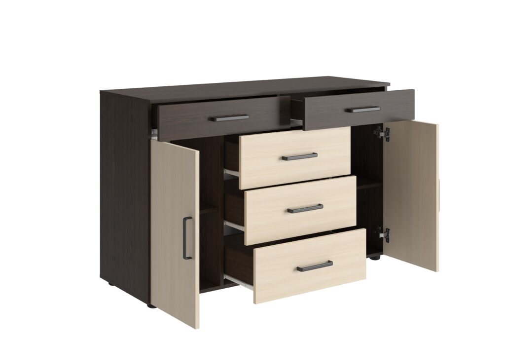 Вега К-03 Комод 5 ящ.+ 2 ств.  Венге/Дуб молочный №2