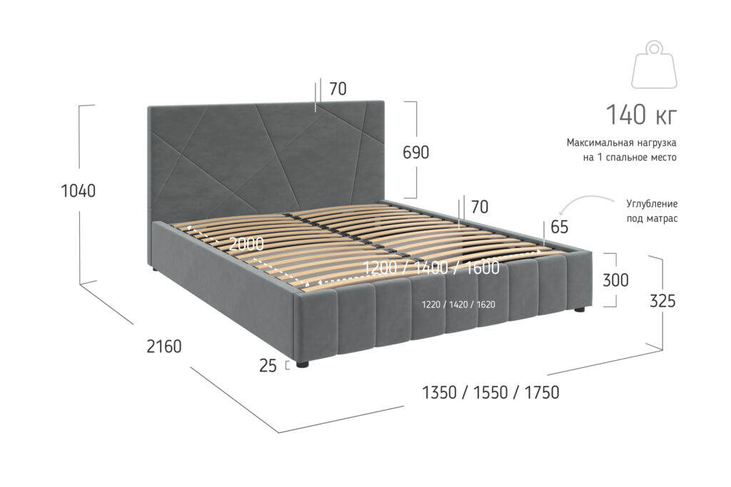 Кровать НЕЛЬСОН / АБСТРАКЦИЯ / 1,4 /металлокаркас / ВАРИАНТ 9 (карамель) №3