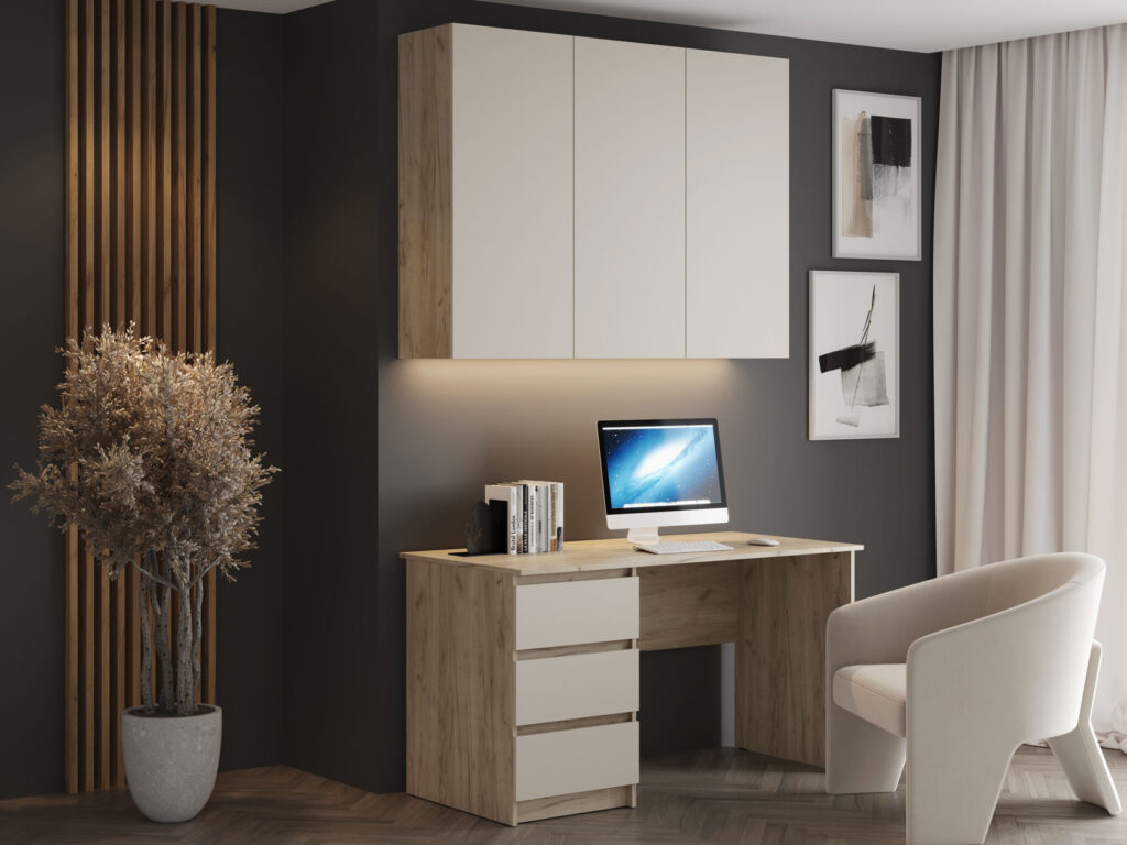 БОСТОН Шкаф навесной ШН-001 ЛДСП Дуб Крафт серый/ Кашемир №3