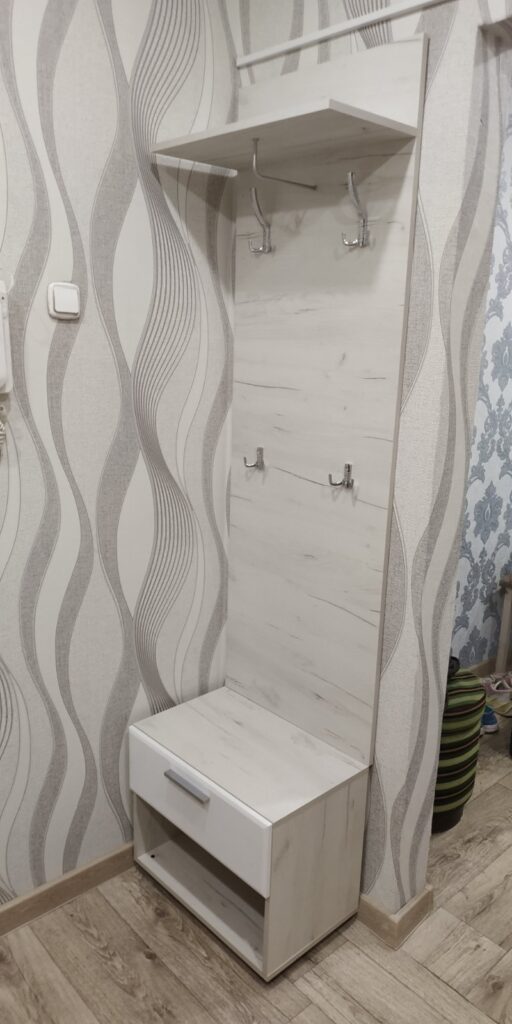 САФАРИ_Тумба_ТМ-003_(Тумба с вешалкой) Дуб крафт белый/ Белый софт №2