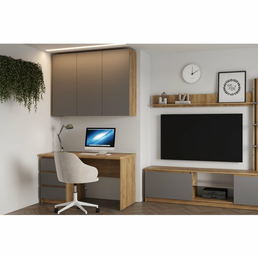 БОСТОН Шкаф навесной ШН-001 ЛДСП Дуб Крафт золотой/Серый Шифер №5