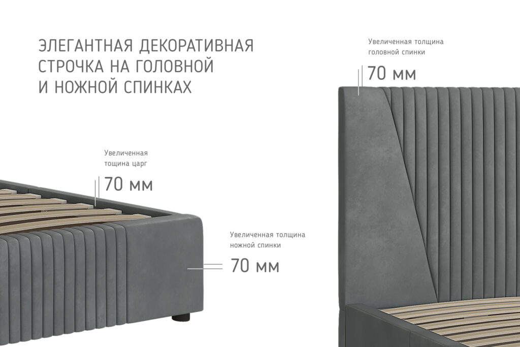Кровать НЕЛЬСОН / ГЕОМЕТРИЯ / 1,4 / ГПМ / ВАРИАНТ 9 (карамель) №6