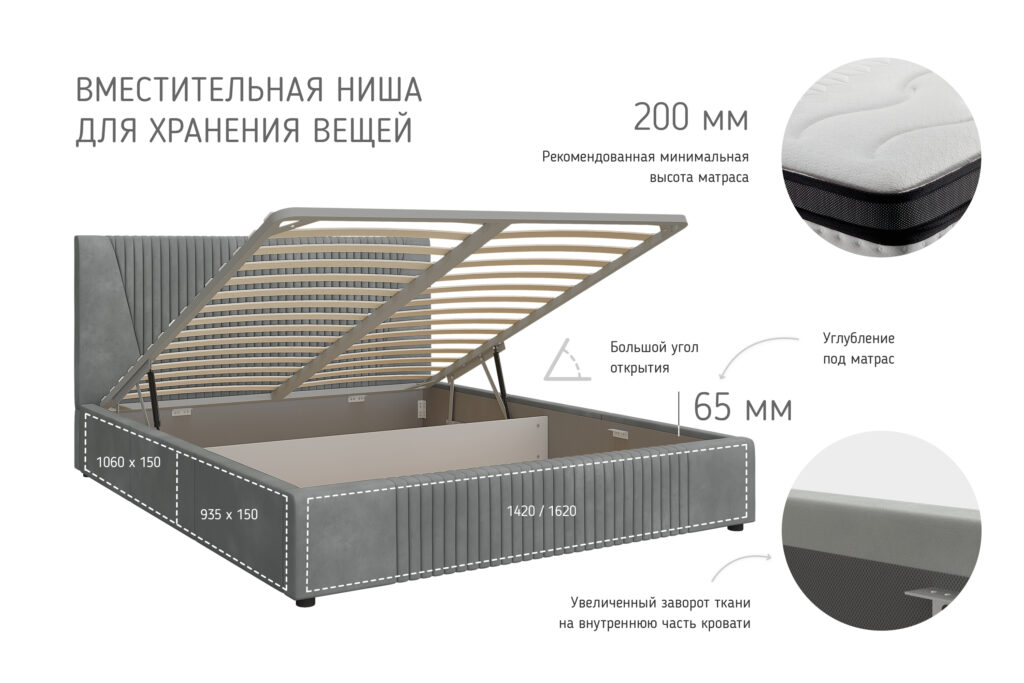Кровать НЕЛЬСОН / ГЕОМЕТРИЯ / 1,4 / ГПМ / ВАРИАНТ 9 (карамель) №4