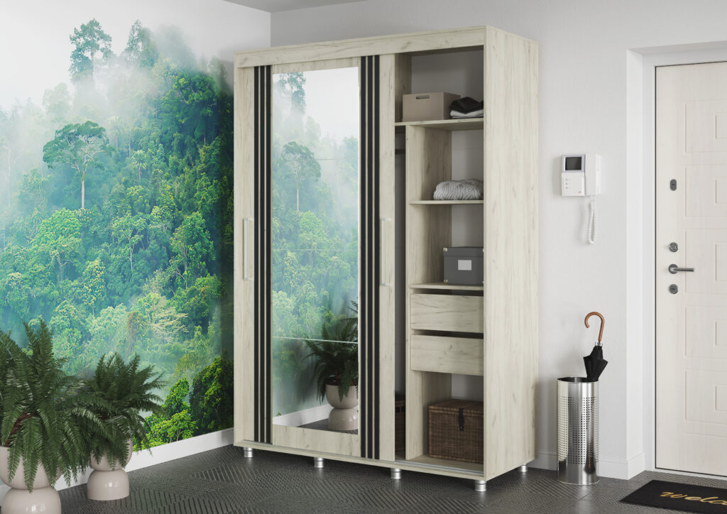 ФОРЕСТ Шкаф-купе 1.5 м. 1500х2172х598 Дуб Крафт белый №3