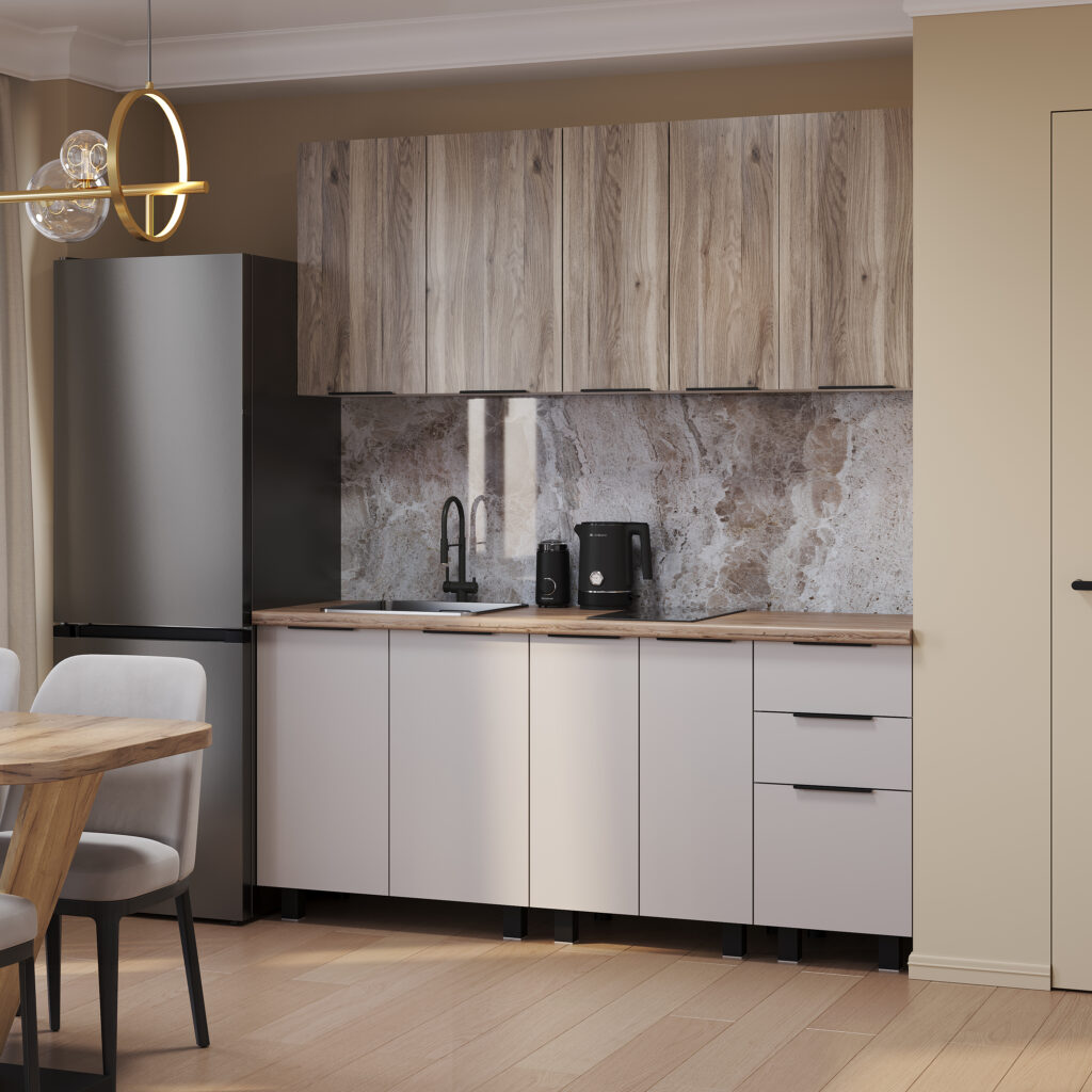 ЭКО кухня 1,8 м Кашемир/Дуб смоки (без столешницы) ПОД ЗАКАЗ ЭКО кухня 1,8 м Кашемир/Дуб смоки (без столешницы) ПОД ЗАКАЗ