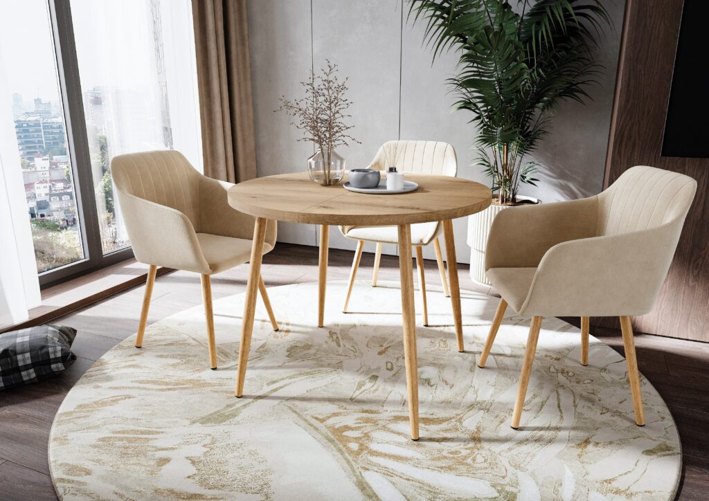 Стол ПОЛО 32 крафт М круг раздвижной / Бунратти каркас ПВХ/ ЛДСП Бунратти/ ф900/(300)* Стол ПОЛО 32 крафт М круг раздвижной / Бунратти каркас ПВХ/ ЛДСП Бунратти/ ф900/(300)*