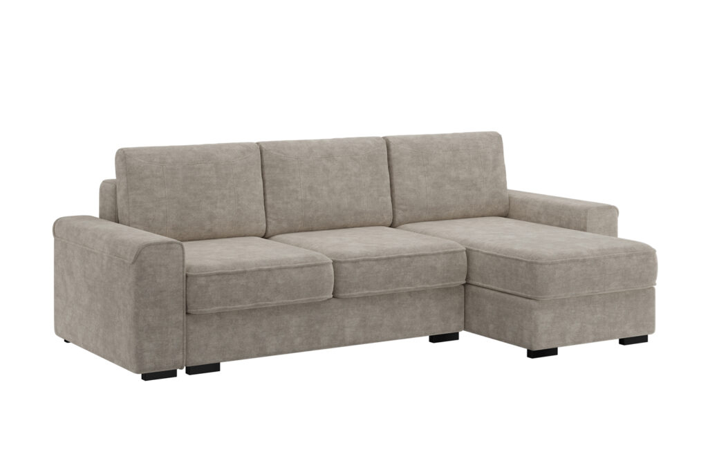 ЛЕОН угловой диван-кровать,  4 ВАРИАНТ жемчужно-серый