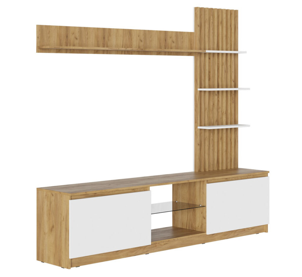 БОСТОН Стенка МДФ НМ-001 Дуб Крафт золотой/Белый