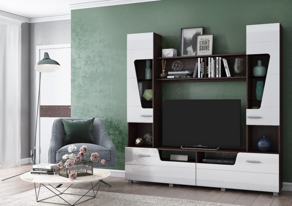 МОНИКА НМ Стенка Венге /глянцевая Белый МОНИКА НМ Стенка Венге /глянцевая Белый