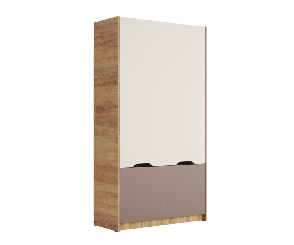 RICH Шкаф ШК-002 Дуб Крафт золотой/Миндаль/Глиняный серый