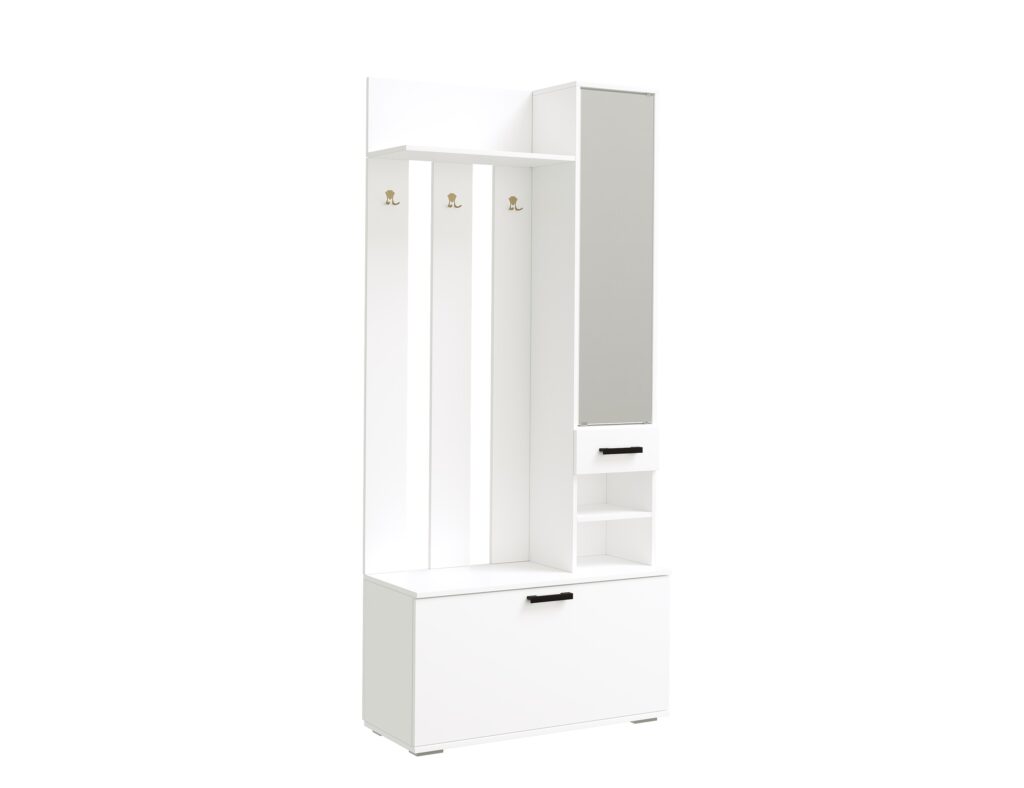 НИКА Прихожая ВЗ910 Вешалка с зеркалом БЕЛЫЙ ГЛАДКИЙ