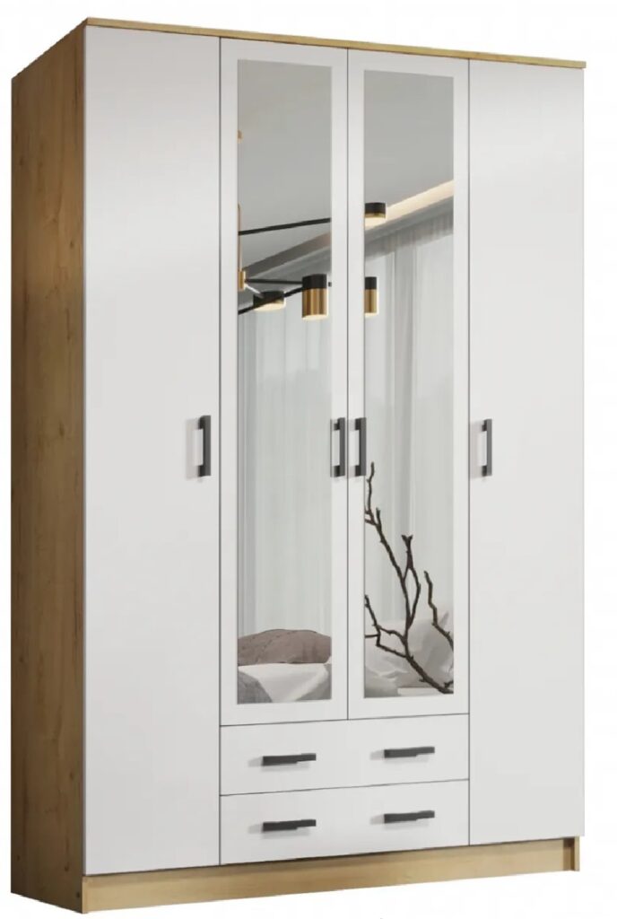 КВАДРО Шкаф (З) ДУБ ВОТАН/БЕЛЫЙ ГЛАДКИЙ