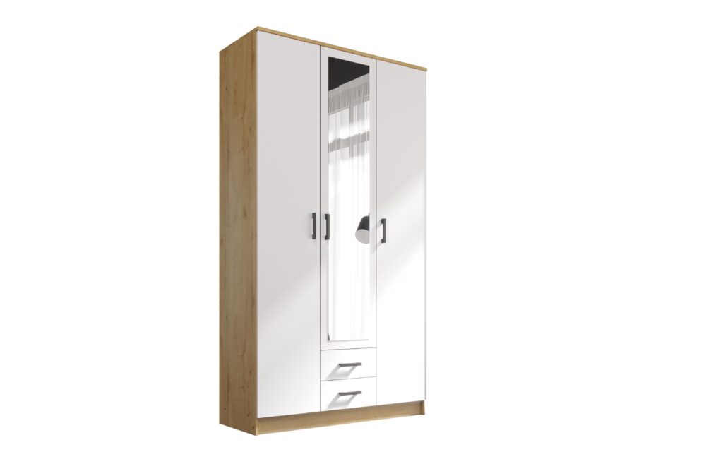 ТРИО Шкаф (З) ДУБ ВОТАН/БЕЛЫЙ ГЛАДКИЙ