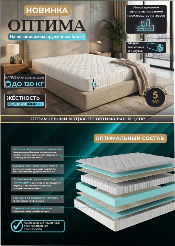 Матрас ОПТИМА,  800х2000