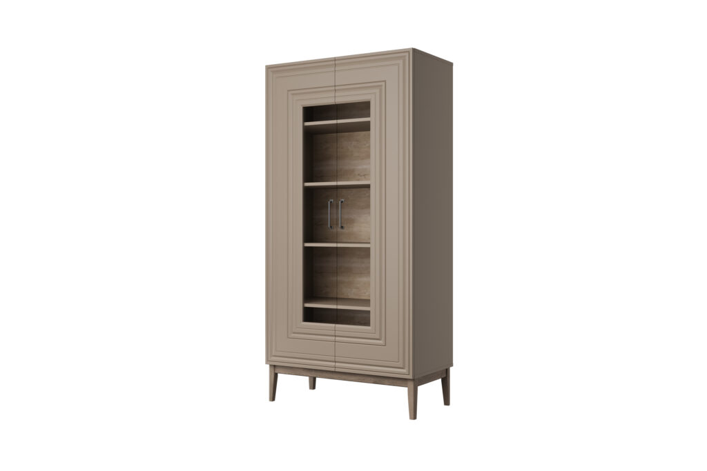 ГОРИЦИЯ Мокко мусс ЛАК Шкаф с витриной 2 двери