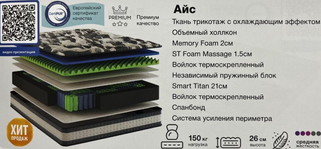 Матрас АЙС, 900х2000 Матрас АЙС, 900х2000